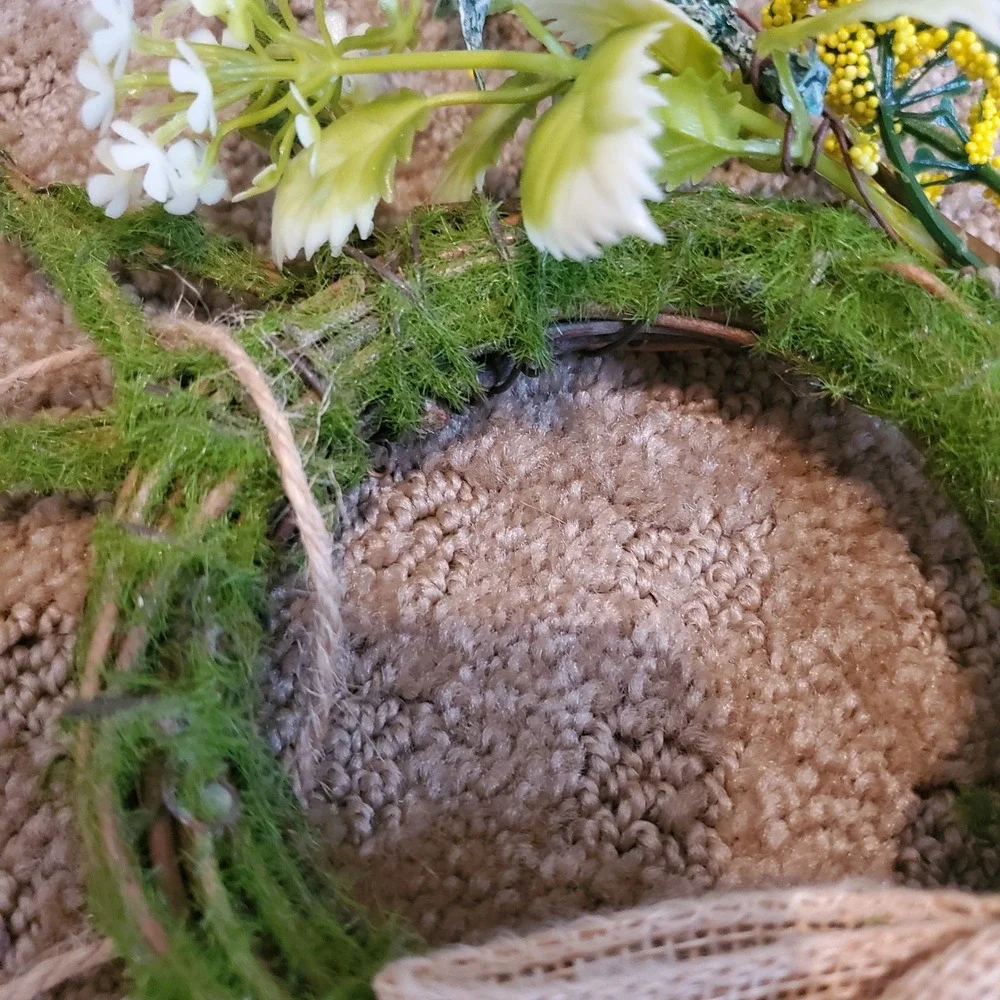 Set of 7 Easter Bunny Grapevine Wreaths Moss Burlap Bow Spring Decor 12 Inch